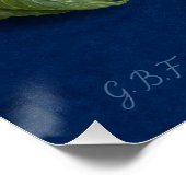 Birnen-Stillleben Blaues Textil Ölgemälde Poster (Ecke)