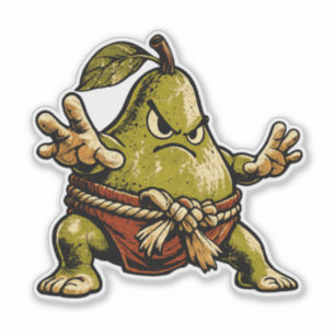 Birnen Sumo — Lustiger Frucht Sumo Ringer Vintage Aufkleber