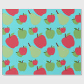 Birnen und Äpfel Fruchtmuster Geschenkpapier (Flach)