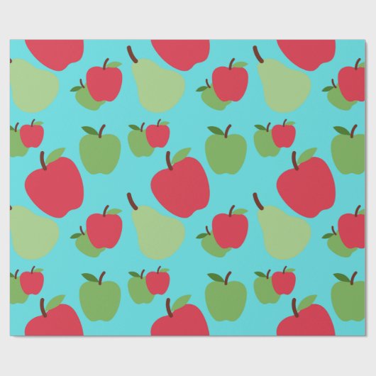 Birnen und Äpfel Fruchtmuster Geschenkpapier (Flach)