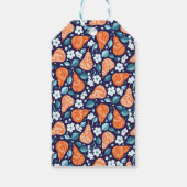 Birnen und Blüten in Orange und Blau Geschenkanhänger (Rückseite)