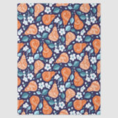 Birnen und Blüten in Orange und Blau Seidenpapier (Vorderseite)