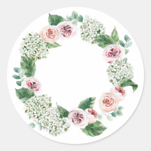 Birnen- und Hydrangea-Kranz Runder Aufkleber