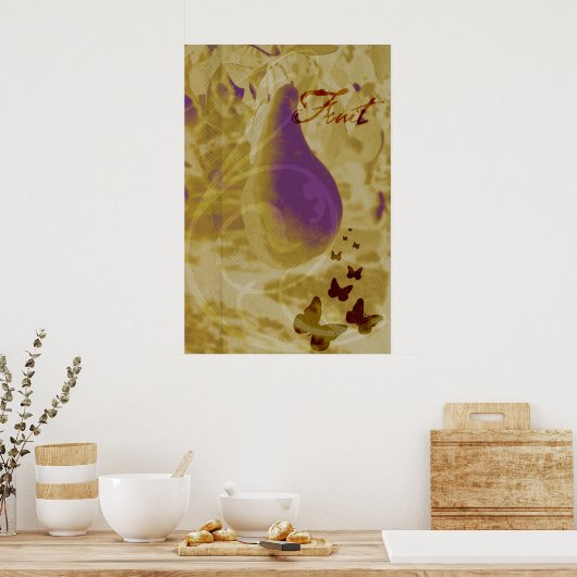 Birnen und Schmetterlinge Poster (Küche)