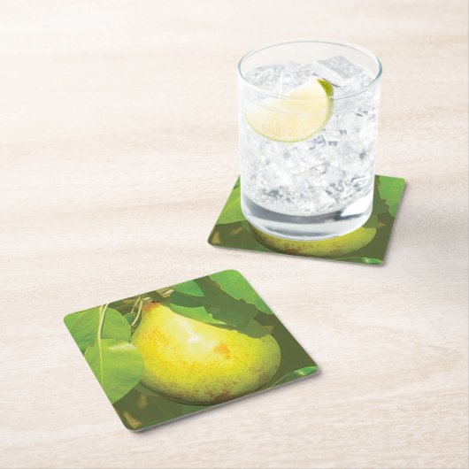 Birnen-Untersetzer Rechteckiger Pappuntersetzer (Vor Ort)