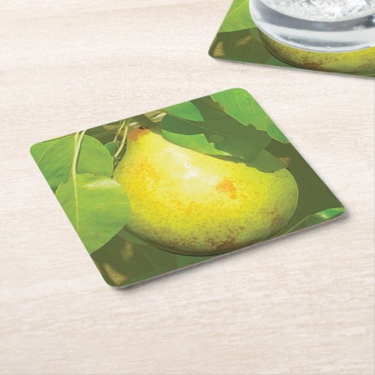 Birnen-Untersetzer Rechteckiger Pappuntersetzer (angewinkelt)