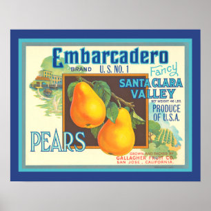 Birnen Vintage-Fruchtkisten-Poster für die Küche Poster