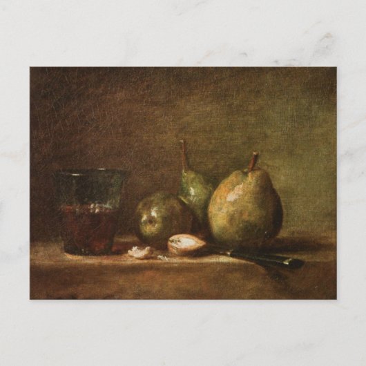 Birnen, Walnüsse und Glas Wein von Jean Chardin P Postkarte (Vorderseite)