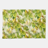 Birnenbaumzweige und Birnenmuster Geschirrtuch (Horizontal)
