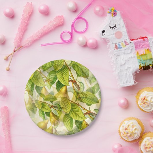 Birnenbaumzweige und Birnenmuster  Pappteller (Party)
