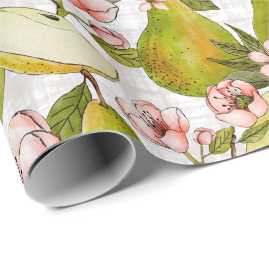 Birnenblüten Wrapping Paper Roll Geschenkpapier (Rolleneckpunkt)