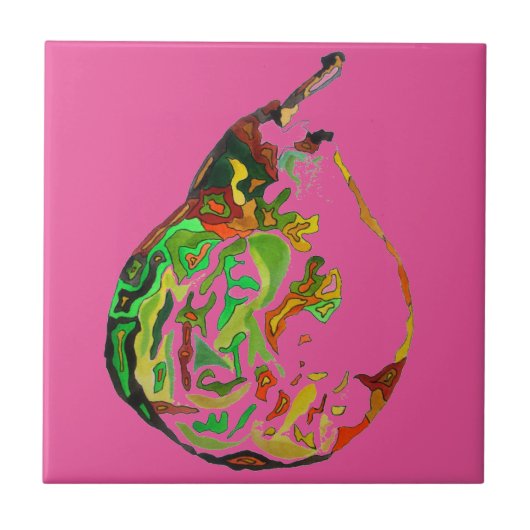 Birnenfrucht-Popkunst-Wasserfarbeillustration Fliese (Vorderseite)