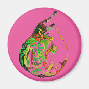 Birnobst Pop Art Aquarellbild Magnet