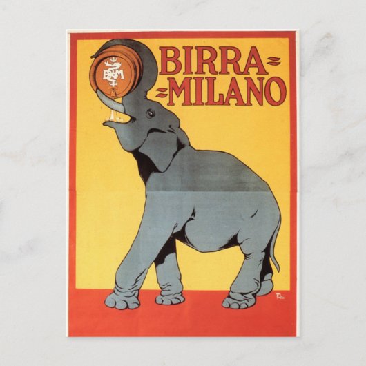 Birra Milano Vintag Elephant Postcard Postkarte (Vorderseite)