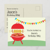 birt BBQ, barbecue, bbq grill, Invitation Postcard Einladungspostkarte (Vorne/Hinten)