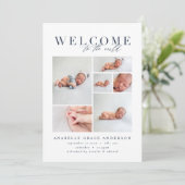 Birth Ankündigung mehrere Foto Marine geometrisch (Stehend Vorderseite)