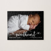 Birth Announcement Einführung in Sweetheart Script Puzzle (Horizontal)