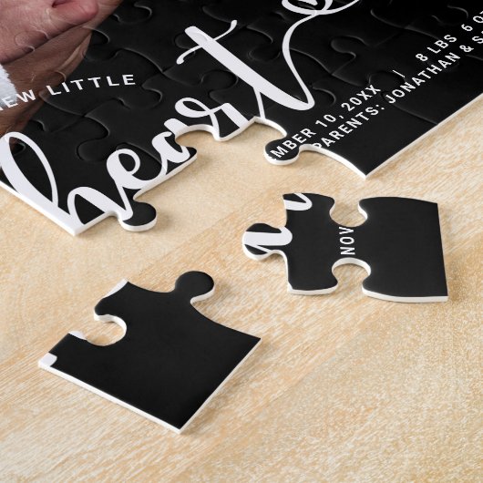 Birth Announcement Einführung in Sweetheart Script Puzzle (Seite)