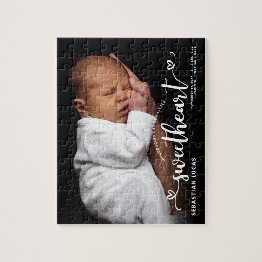 Birth Announcement Einführung in Sweetheart Script Puzzle (Vertikal)