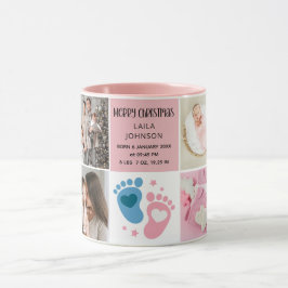  Birth Announcment Personalize 8 Photo christmas  Tasse