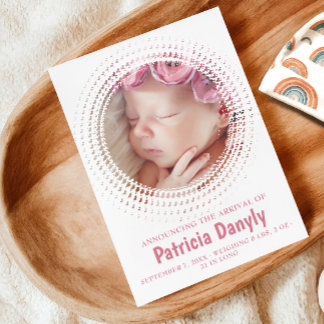 Birth Baby Girl Foto Collage Einfach Minimal Niedl Ankündigung