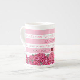 Birth Blume and Gem Stripe Tasse Januar Knochen Ch