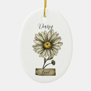 Birth Blume APRIL Birthday Daisy Keramik Ornament
