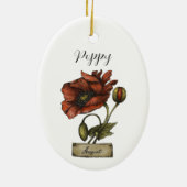 Birth Blume AUGUST Birthday Poppy Keramik Ornament (Hinten)