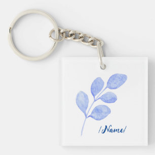 Birth Blume Blauer Zweig Urlaub Geschenk Schlüsselanhänger