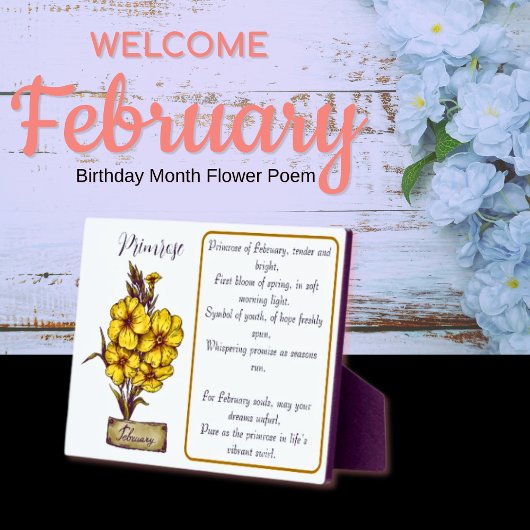 Birth Blume FEBRUARY Geburtstag Primrose Fotoplatte