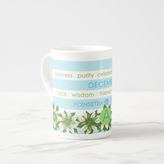 Birth Blume & Gem Strip Tasse Dezember Knochen Chi (Vorderseite Links)