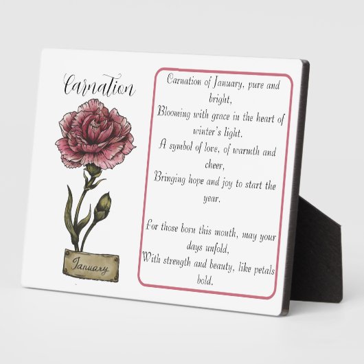 Birth Blume JANUARY Geburtstagskarnation Fotoplatte (Seite)
