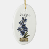 Birth Blume JULY Birthday Larkspur Keramik Ornament (Rechts)