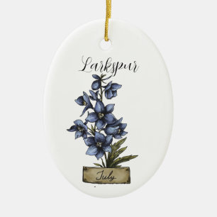 Birth Blume JULY Birthday Larkspur Keramik Ornament