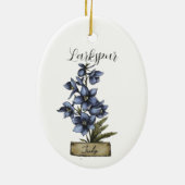 Birth Blume JULY Birthday Larkspur Keramik Ornament (Hinten)