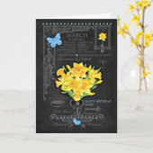 Birth Blume März Chalk Personalisiert Card Karte (Gelbe Blume)