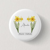 Birth Blume März Daffodil Button (Vorderseite)