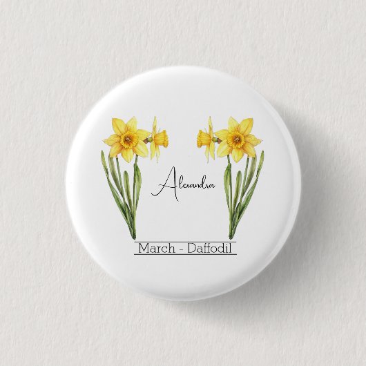 Birth Blume März Daffodil Button (Vorderseite)