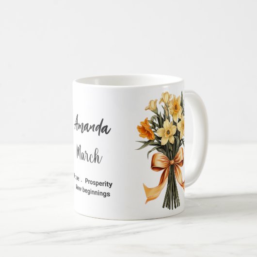 Birth Blume März daffodil Kaffeetasse (VorderseiteRechts)