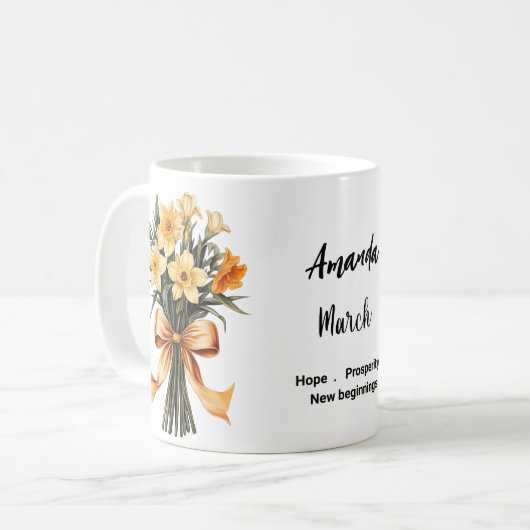 Birth Blume März daffodil Kaffeetasse (Vorderseite Links)