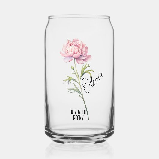 Birth Blume Monat November Peony Name Dosenglas (Vorderseite)