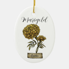 Birth Blume OCTOBER Geburtstag Marigold Keramik Ornament