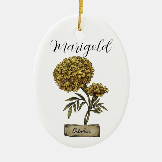 Birth Blume OCTOBER Geburtstag Marigold Keramik Ornament (Vorne)
