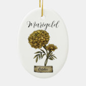 Birth Blume OCTOBER Geburtstag Marigold Keramik Ornament (Hinten)