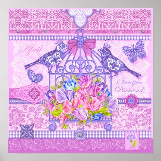 Birth Blume und Gem April Birdcage Poster (Vorne)