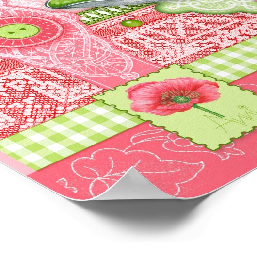 Birth Blume und Gem August Teacup Poster (Ecke)