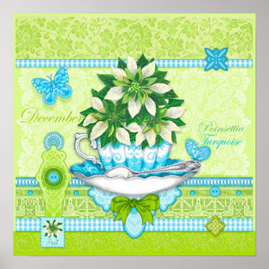 Birth Blume und Gem Dezember Teacup Poster (Vorne)