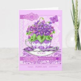 Birth Blume und Gem February Word Game Card Karte