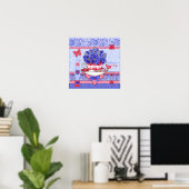 Birth Blume und Gem July Teacup Poster (Heimbüro)