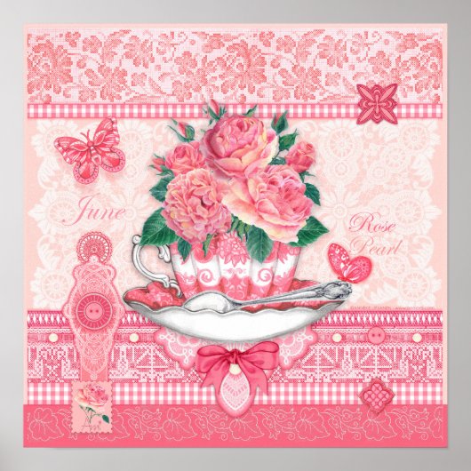 Birth Blume und Gem June Teacup Poster (Vorne)